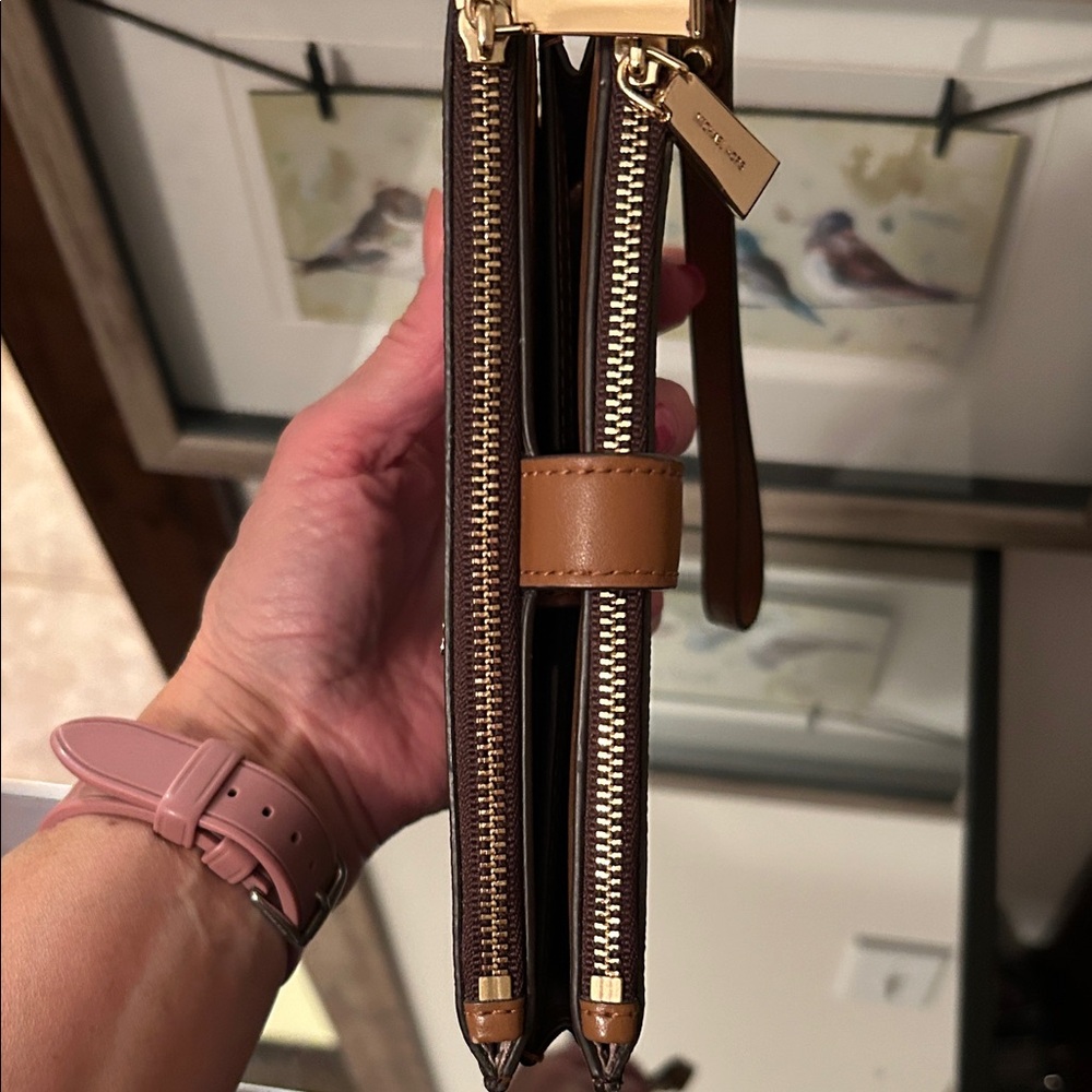 Michael Kors Dark Brown Wristlet with Gold Accents - Picture 6 of 15